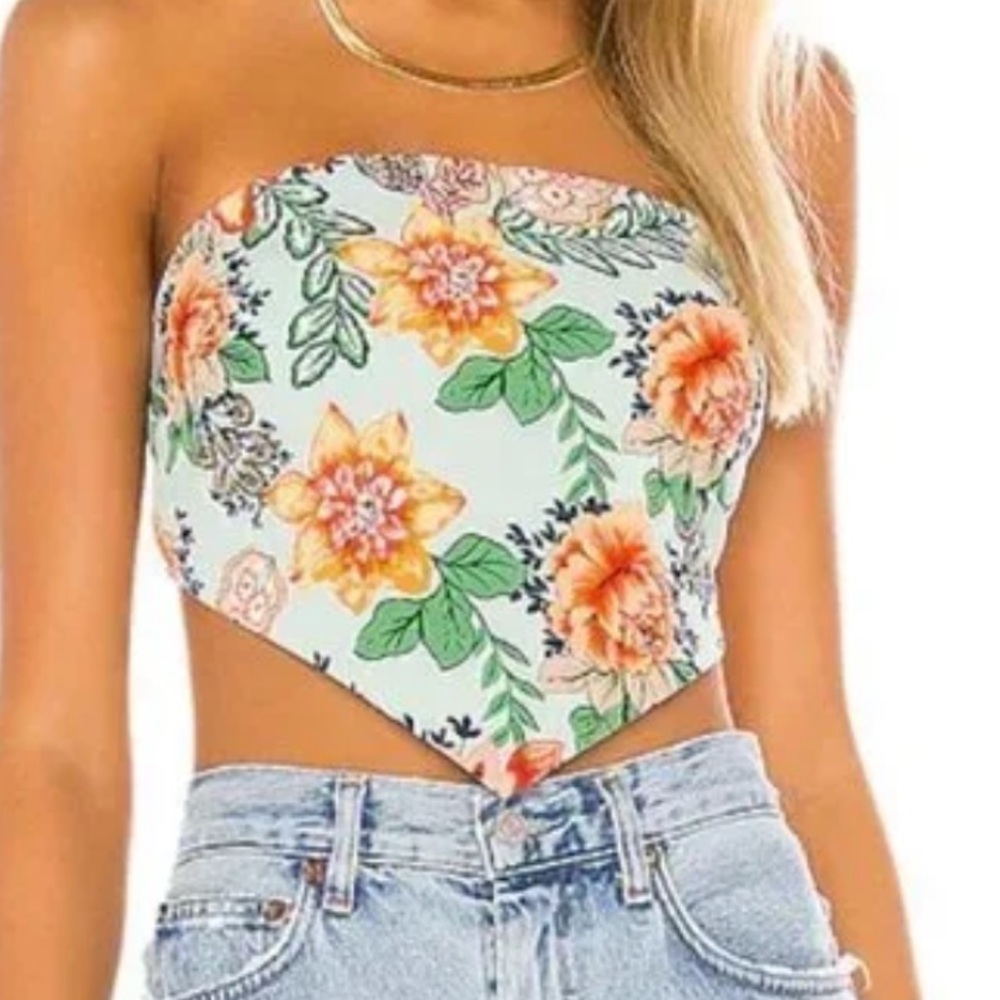 Superdown Floral Strapless Crop Top size XS